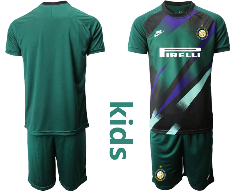 Youth 2020-2021 club Inter Milan green goalkeeper blank Soccer Jerseys
